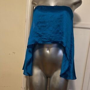 Guess Teal Blue Strapless Satin Top